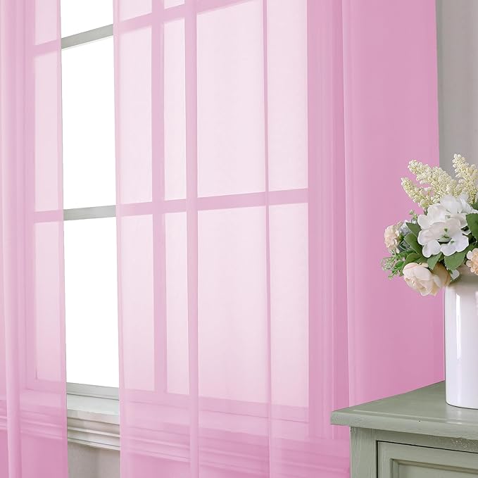 Aiyufeng Sheer Pink Curtains 72inches Long - Image 2