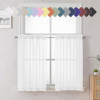 Lecloud 36 Inch White Sheer Curtains Tiers 2 PCS by Lecloud