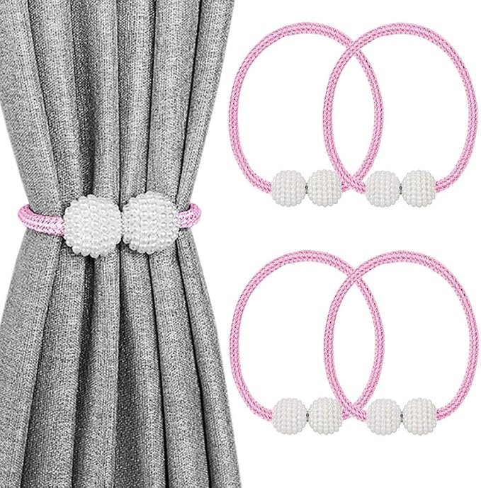 Melaluxe 4 Pack Magnetic Curtain Tiebacks, Decorative Curtain Holdbacks by Melaluxe