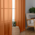 Aiyufeng Orange Sheer Curtains 63 Inch Length 2 Panels Set, Light Filtering - Image 3