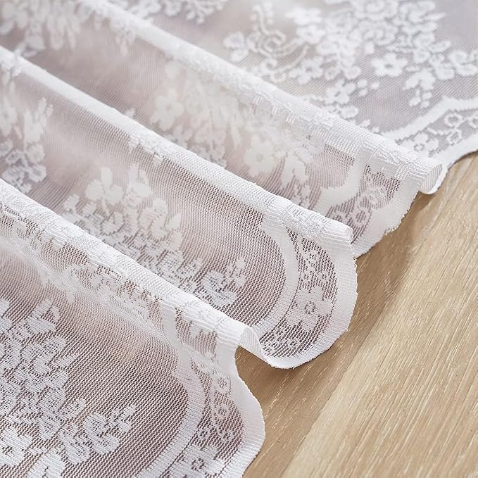 YJ YANJUN Vintage Lace Curtains 24 inch Length Victorian Floral Patterns Boho - Image 4