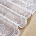 YJ YANJUN Vintage Lace Curtains 30 Inch Length Pair Short White Sheer Kitchen - Image 4