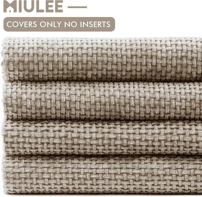 MIULEE Pack of 4 Couch Throw Pillow Covers 18x18 Inch Khaki Soft Decorative - Image 6