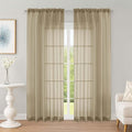 OWENIE Sheer Curtains 84 Inches Long 2 Panels Set, Sheer Taupe Curtains by OWENIE