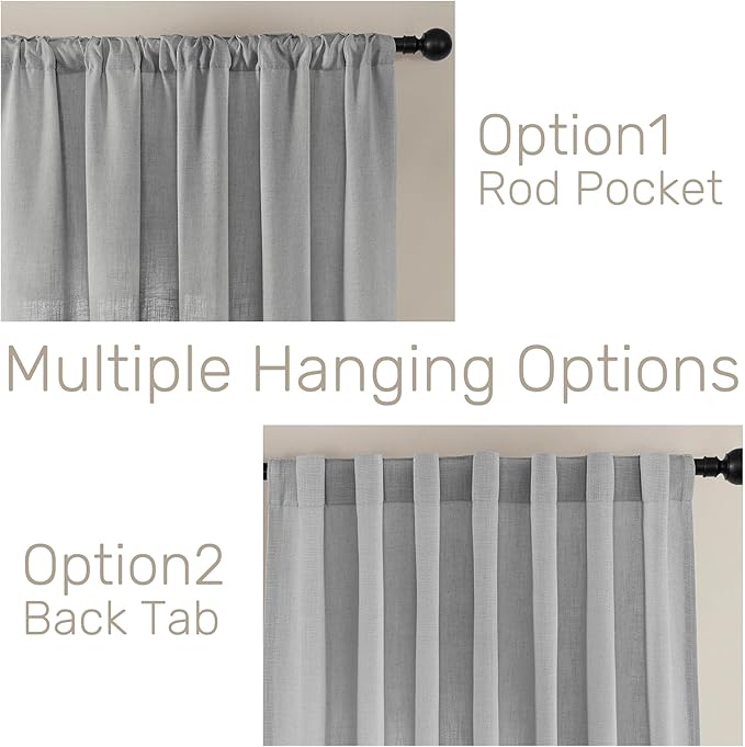 Joydeco Linen Curtains 90 Inch Length, Light Filtering Curtains - Image 3