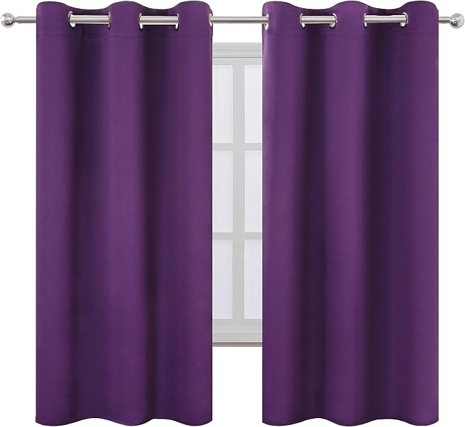 LEMOMO Purple Blackout Curtains 40 x 63 Inch Length/Set of 2 Curtain - Image 2