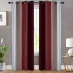 Yakamok Red and Greyish White Ombre Curtains, Room Darkening Gradient Color - Image 2