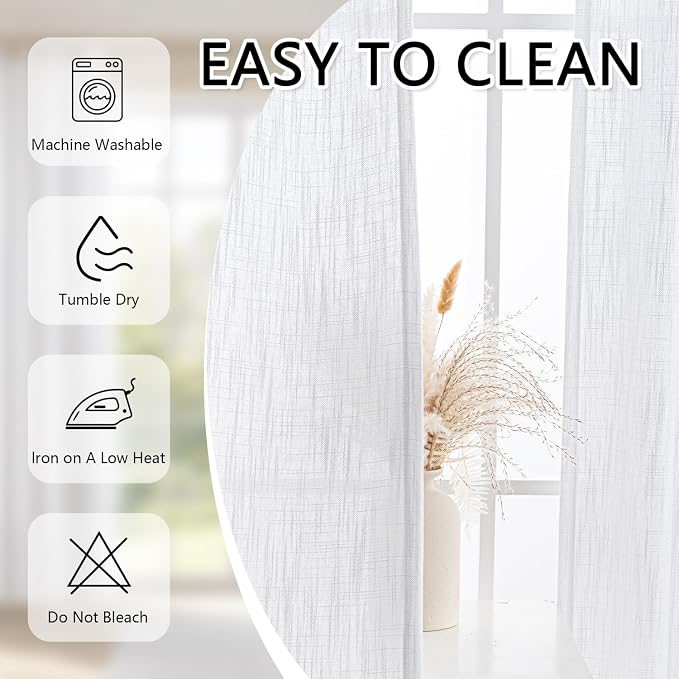 MYSKY HOME White Curtains for Living Room, Semi Sheer Curtains & Drapes Light - Image 8