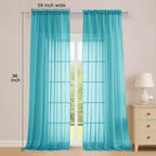 OWENIE Extra Long Turquoise Sheer Curtains 96 Inches Long 2 Panels Set - Image 2