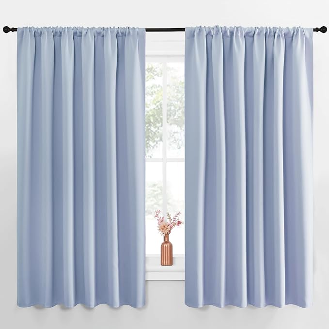NICETOWN Blackout Curtains for Bedroom, Vintage Blue, 1 Pair, 70 by 63-inch by NICETOWN