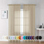 Chyhomenyc Taupe Sheer Curtains 72 Inch Length 2 Panels, Light Filtering Soft by Chyhomenyc
