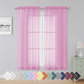 Simplebrand Pink Sheer Curtains 63 Inch Length 2 Panels, Rod Pocket Solid Color by Simplebrand