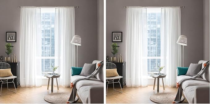 MIULEE White Sheer Curtains 90 inches Long Window Curtains 2 Panels Solid Color by MIULEE