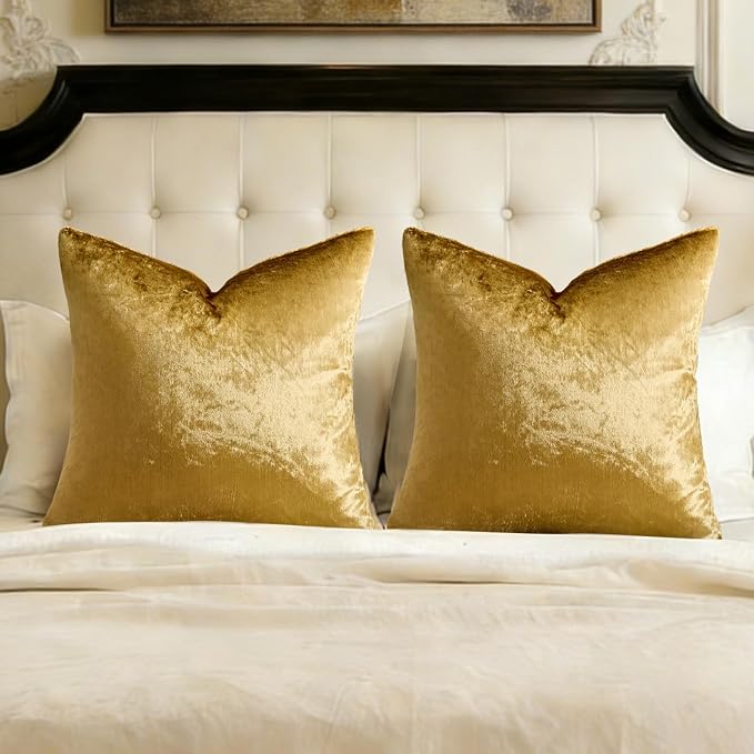 GIGIZAZA Gold Velvet Pillow Covers 26x26 by GIGIZAZAFocusingonhomedecoration