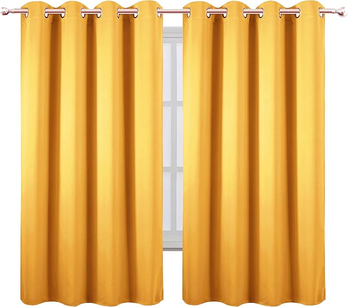LEMOMO Yellow Blackout Curtains 66 x 63 Inch Length/Set of 2 Curtain - Image 2