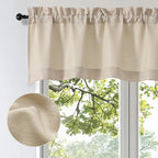 OWENIE Bob Valance Curtains 18 Inch Length 1 Piece, Faux Linen Slub Solid Linen - Image 2