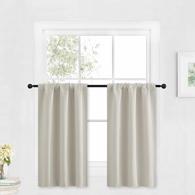 RYB HOME Kitchen Curtains Over Sink 36 inch Length, Rod Pocket Summer Light UV by RYBHOME