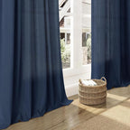 Denim Blue Linen Curtains 102 Inches Long Rod Pocket Back Tab Drapes 2 Panels - Image 6