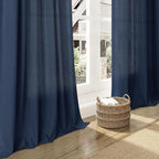 Nanspring Denim Blue Linen Curtains 90 Inch Long 2 Panels Set - Image 6