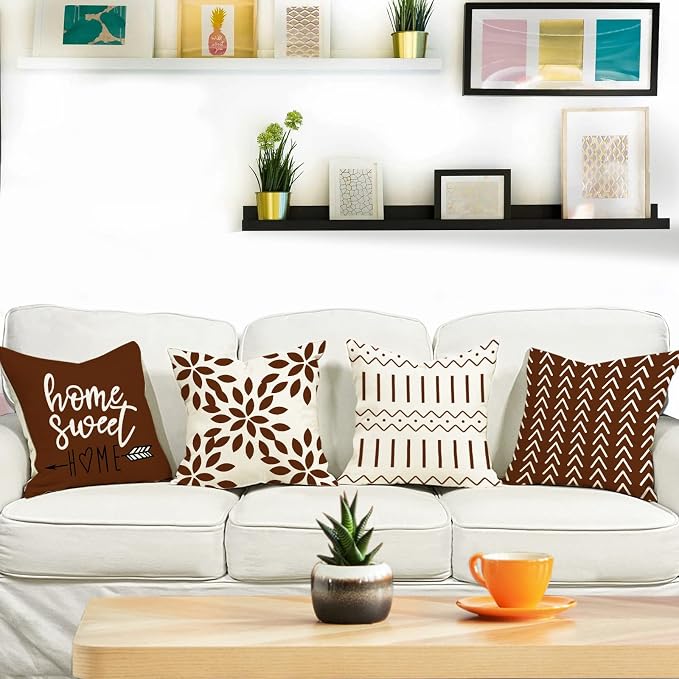 YCOLL Pillow Covers 16x16 Set of 4, Modern Sofa Throw Pillow Cover, Decorative - Image 2