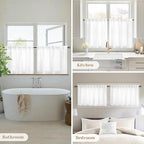 HOMEIDEAS Non-See-Through White Privacy Sheer Kitchen Curtains 30 X 24 Inches - Image 8