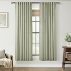 Linen Blend Sage Green Curtains 63 inch Length 2 Panels by Jolilight