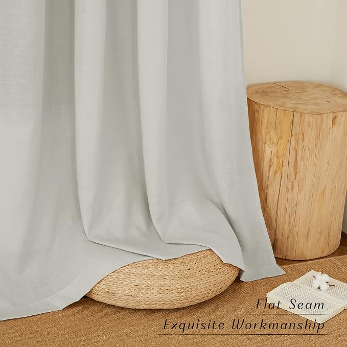 NICETOWN Gray Thick Linen Curtains 72" Length, Grommet Privacy Window - Image 2
