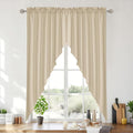 RYB HOME Short Kitchen Valances Thick Faux Linen Blended 2 Panels, Privacy by RYBHOME