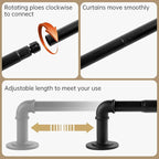 Industrial Curtain Rods for Windows 48 to 84 Inches, for Indoor and Outdoor - Image 2