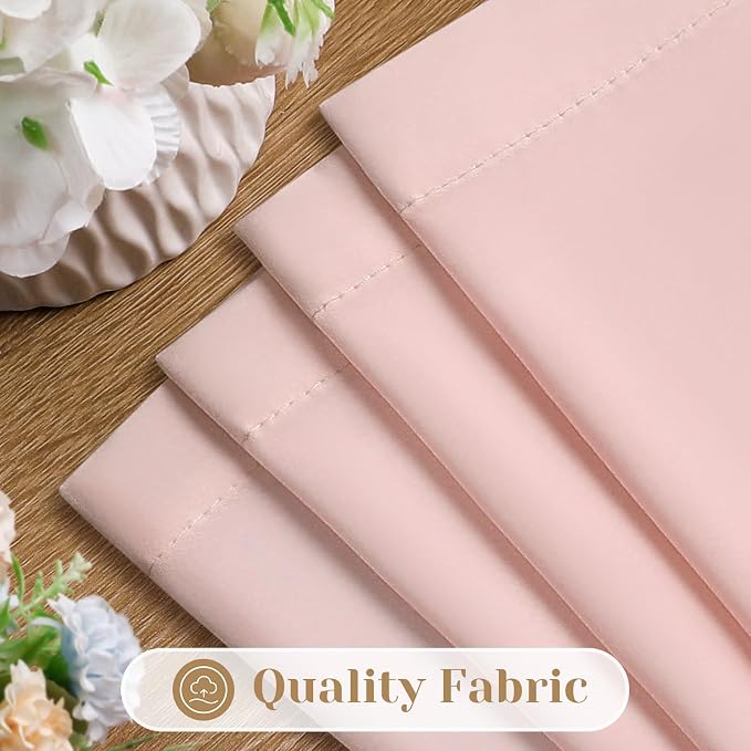 HOMEIDEAS Non-See-Through Blush Pink Privacy Sheer Curtains, 52 X 63 Inches - Image 4