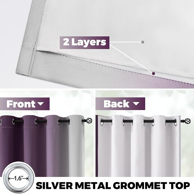 Yakamok 100% Blackout Curtains 63 Inch Length 2 Layers, Light Blocking Thermal - Image 3
