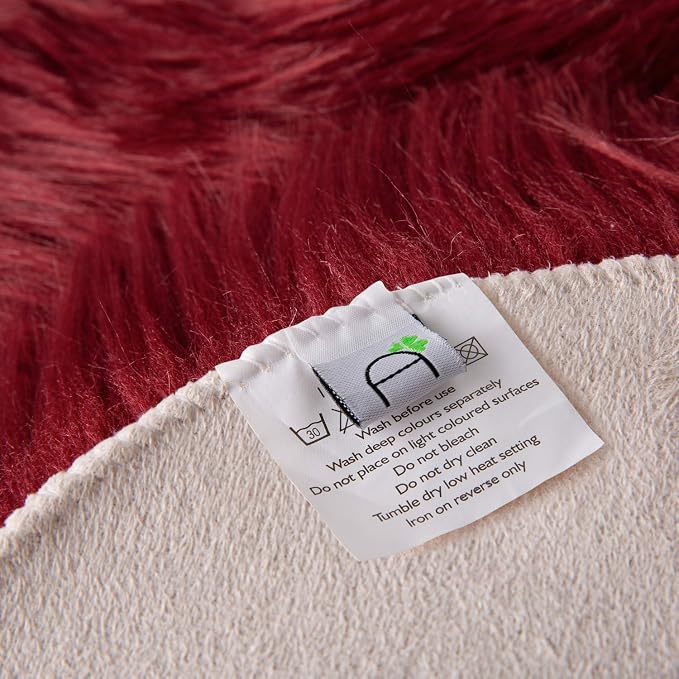 Ashler Faux Fur Rug, Deep Red Area Rugs, Fluffy Sheepskin Fur Rug, Fuzzy Ultra - Image 8