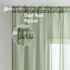 MIULEE 2 Panels Sage Green Sheer Curtains 96 inches Long Window Curtains Rod - Image 2