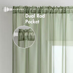 MIULEE 2 Panels Sage Green Sheer Window Curtains Elegant Window Voile - Image 2