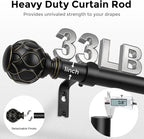 2 Pack Black Curtain Rod, Heavy Duty 1 Inch Decorative Curtain Rods - Image 3