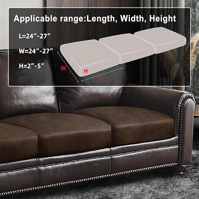 Leather Look Couch Cushion Covers Sofa Seat Slipcovers Sets Couches Furniture - Image 3