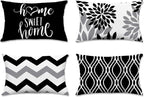 Hexagram Geometric Black Pillow Covers 12x20 Set of 4, Decorative Outdoor Boho by Hexagram
