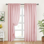 HOMEIDEAS Non-See-Through Light Pink Privacy Sheer Curtains, 52 X 84 Inches - Image 2