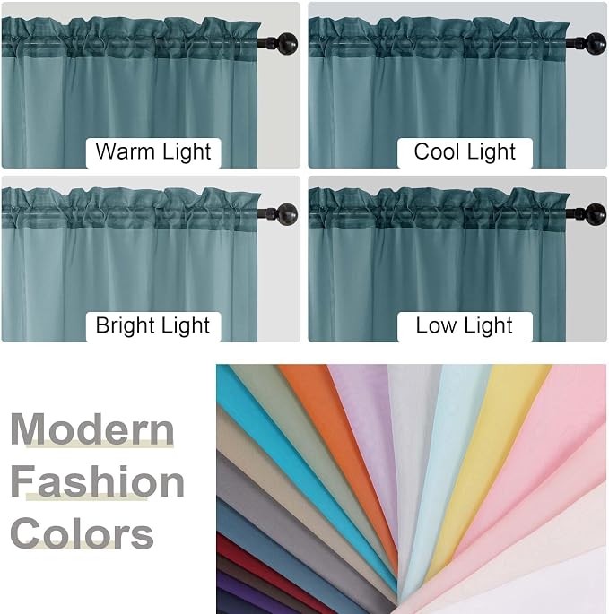 Sheer Dusty Blue Curtains for Bedroom Living Room 90 Inches Long 2 Panels Set - Image 6