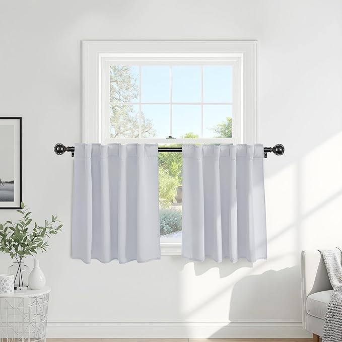 Pony Dance Short Curtains for Bathroom Window, Half Drapes for Kitchen Window by PONYDANCE