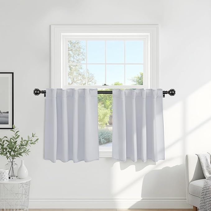 Pony Dance Short Drapes for Bathroom Window, Half Curtains for Kitchen Window by PONYDANCE