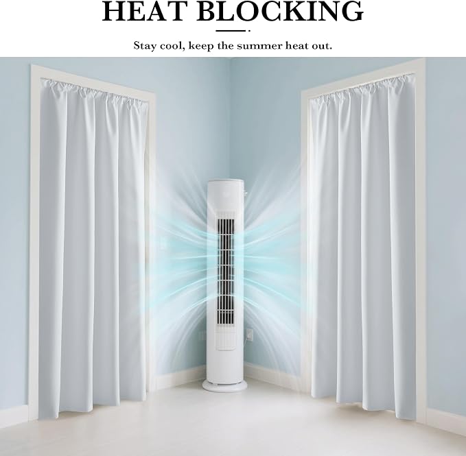 RYB HOME White 100% Blackout Curtains, Short Thermal Insulated Heat & UV - Image 4