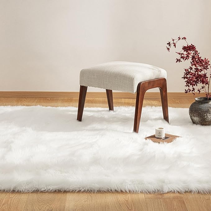 Ashler Faux Fur Rug, Fluffy Shaggy Area Rug Ultra Soft 5 x 7 Feet Rectangle Fur - Image 4