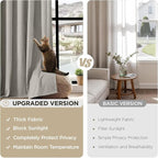Joydeco Greyish White Pinch Pleated Thick Linen Curtains 84 Inch Long 2 Panel - Image 4