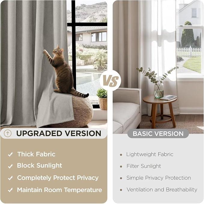 Joydeco Greyish White Pinch Pleated Thick Linen Curtains 90 Inch Long 2 Panel - Image 4