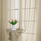 Lecloud Taupe Sheer Curtains 63 Inch Length 2 Pcs, Light Filtering Rod Pockets - Image 6