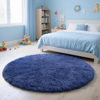 yulidayang Blue Fluffy Round Area Rugs by yulidayang