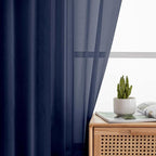 Navy Blue Valances for Windows, Modern Solid Mini Small Window Curtains for - Image 7