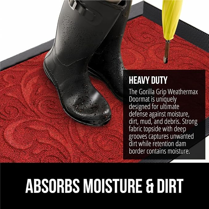 GORILLA GRIP 100% Waterproof All-Season WeatherMAX Doormat US Designed Natural - Image 4