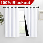 NICETOWN Pure White 100% Blackout Lined Curtains, 2 Thick Layers Completely - Image 2